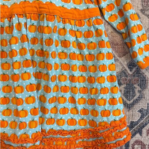 Tara Collection orange teal pumpkin ruffle long sleeve flare dress SIZE 18M - Picture 3 of 4